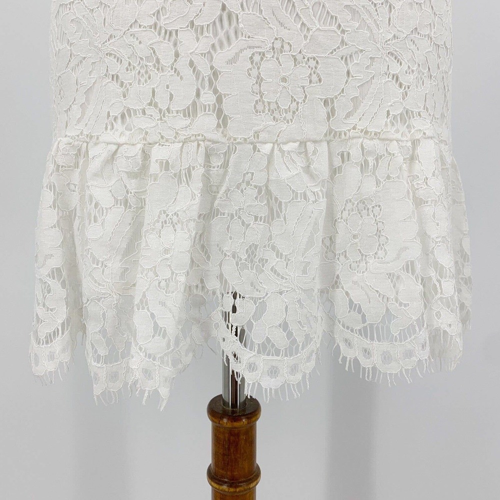 Karina Grimaldi Felicia Mini Dress S Lace Scalloped Sleeveless White Crew Neck - Picture 4 of 9